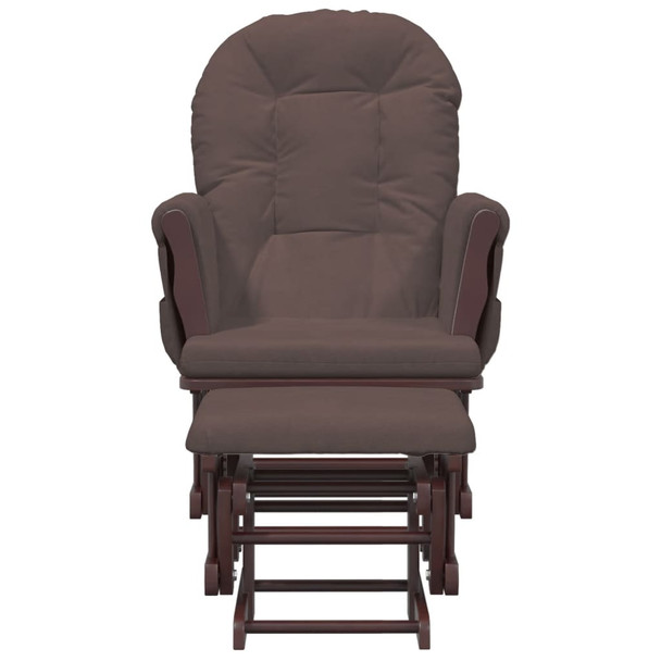 Stolica za ljuljanje s tabureom od tkanine smeđi 351664