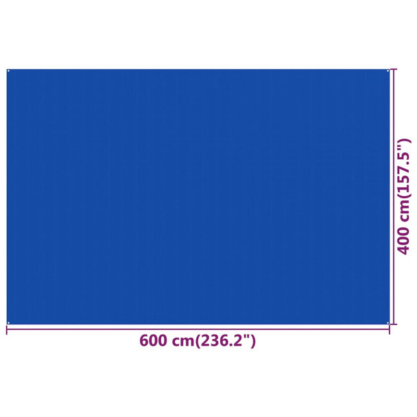 Tepih za šator 400 x 600 cm plavi HDPE 310733