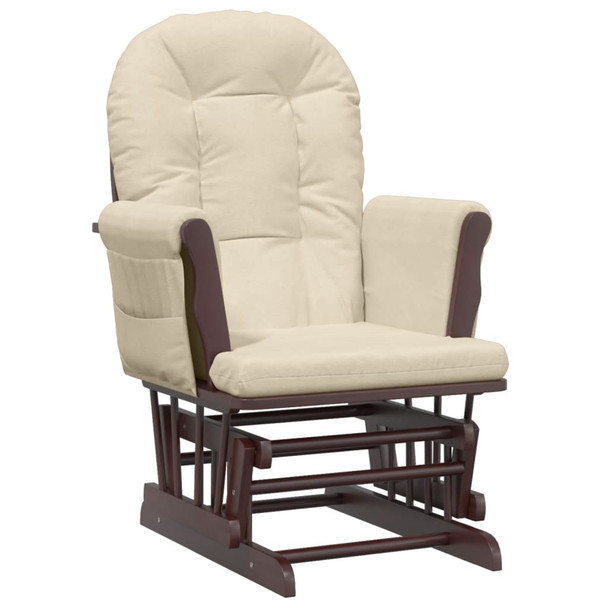 Stolica za ljuljanje s tabureom od tkanine krem bijela 351665