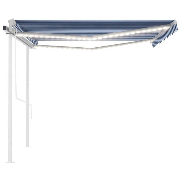 Automatska tenda sa senzorom LED 4,5 x 3,5 m plavo-bijela 3070051