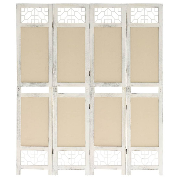 338559 4-Panel Room Divider Cream 140x165 cm Fabric 338559