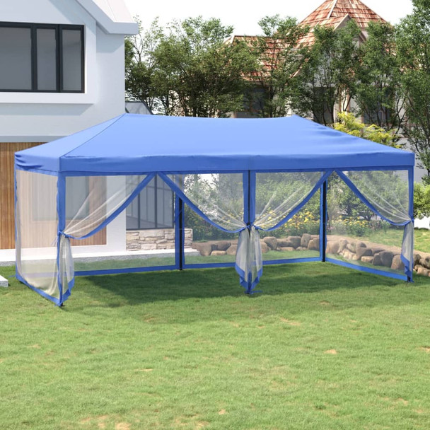 Sklopivi šator za zabave s bočnim zidovima 3 x 6 m plavi 93549