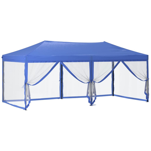 Sklopivi šator za zabave s bočnim zidovima 3 x 6 m plavi 93549