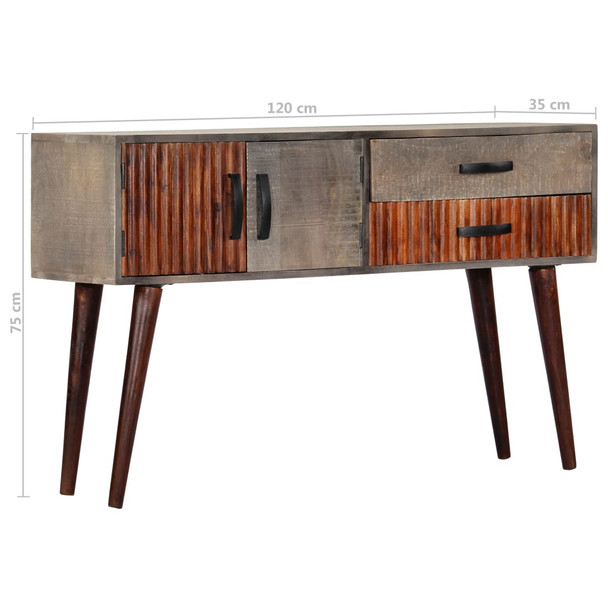 Konzolni stol sivi 120 x 35 x 75 cm grubo masivno drvo manga 282742