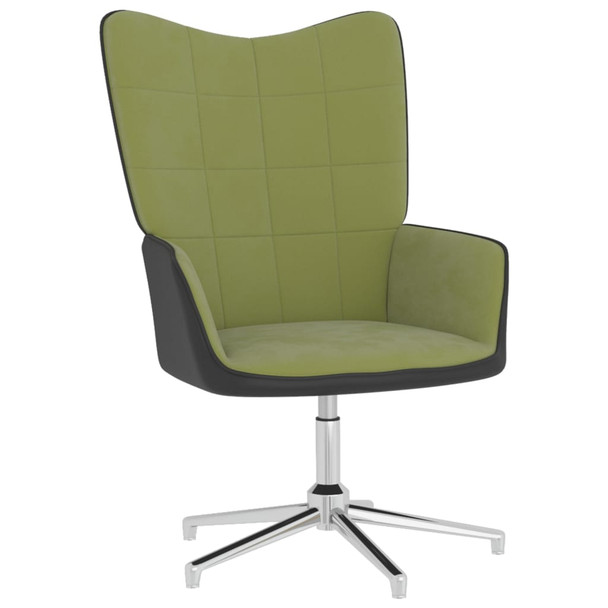 Stolica za opuštanje s osloncem za noge zelena od baršuna/PVC-a 327867