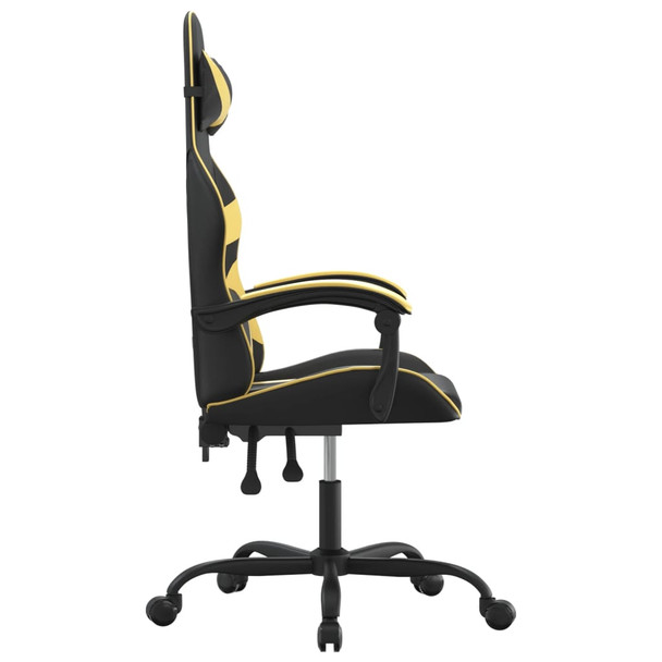 Okretna igraća stolica crno-zlatna od umjetne kože 349545