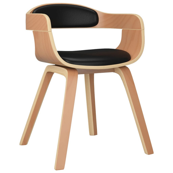 Blagovaonska stolica crna od savijenog drva i umjetne kože 3092373