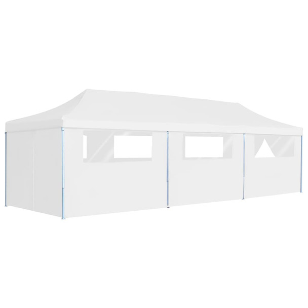 Sklopivi šator za zabave s 8 bočnih zidova 3 x 9 m bijeli 48874
