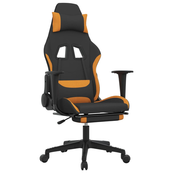 Igraća stolica od tkanine s osloncem crno-narančasta 3143747