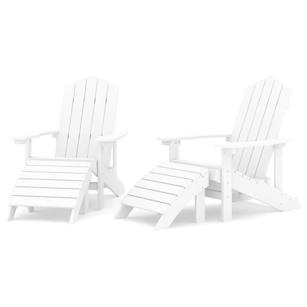 Vrtne stolice Adirondack s osloncima za noge 2 kom HDPE bijele 3095696