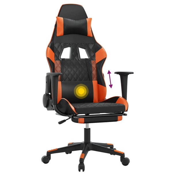 Masažna igraća stolica s osloncem crno-narančasta umjetna koža 345528