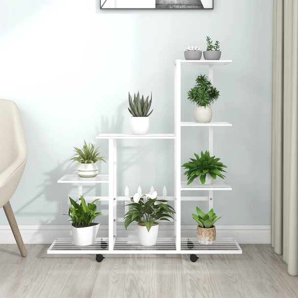 Stalak za cvijeće s kotačima 94,5 x 25 x 92,5 cm bijeli metalni 336115