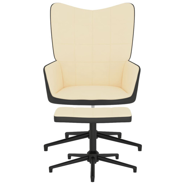 Stolica za opuštanje s osloncem za noge krem bijela baršun/PVC 327851