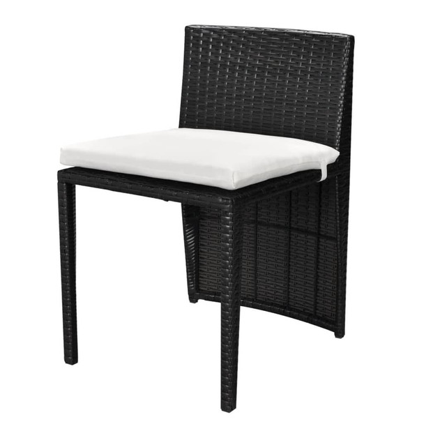 3-Dijelni bistro set od poliratana s jastucima crni 42882