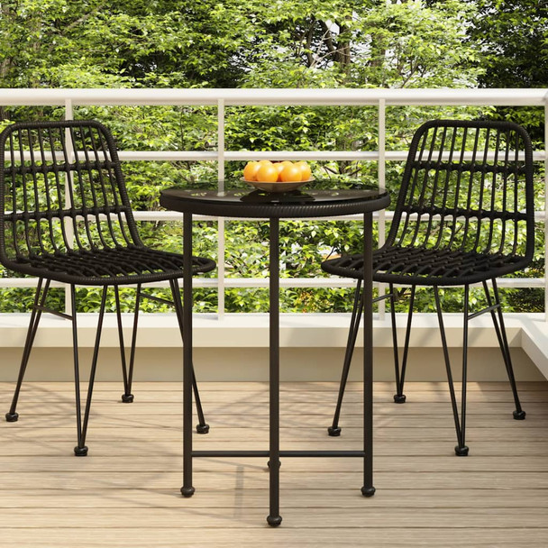 Blagovaonski stol crni Ø55 cm od kaljenog stakla i čelika 319435