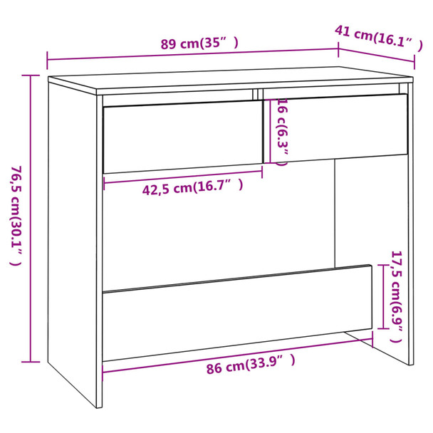 Konzolni stol siva boja betona 89 x 41 x 76,5 cm čelični 809570