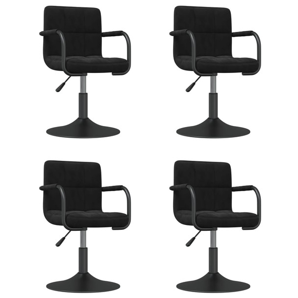 Okretne blagovaonske stolice 4 kom crne baršunaste 3087916