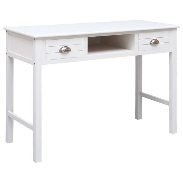 Radni stol bijeli 108 x 45 x 76 cm od masivnog drva paulovnije 338535