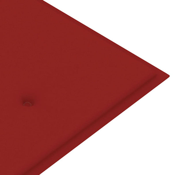 Klupa Batavia s crvenim jastukom 150 cm od masivne tikovine 3100832