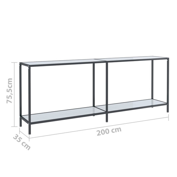 Konzolni stol bijeli 200 x 35 x 75,5 cm od kaljenog stakla 331708