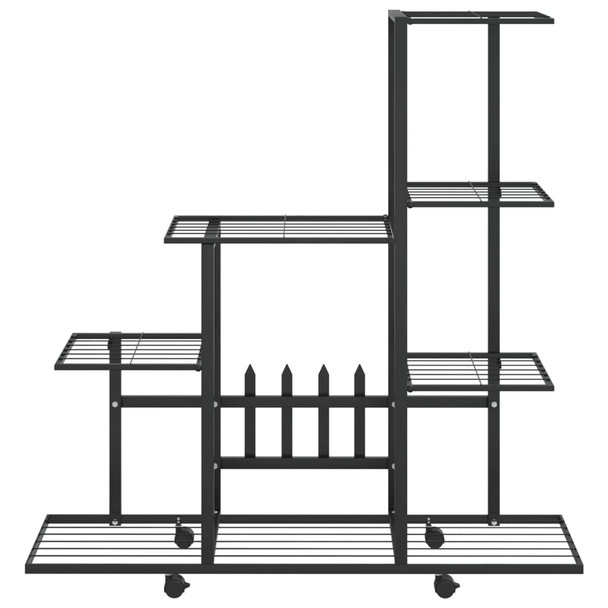 Stalak za cvijeće s kotačima 94,5 x 25 x 92,5 cm crni metalni 336114