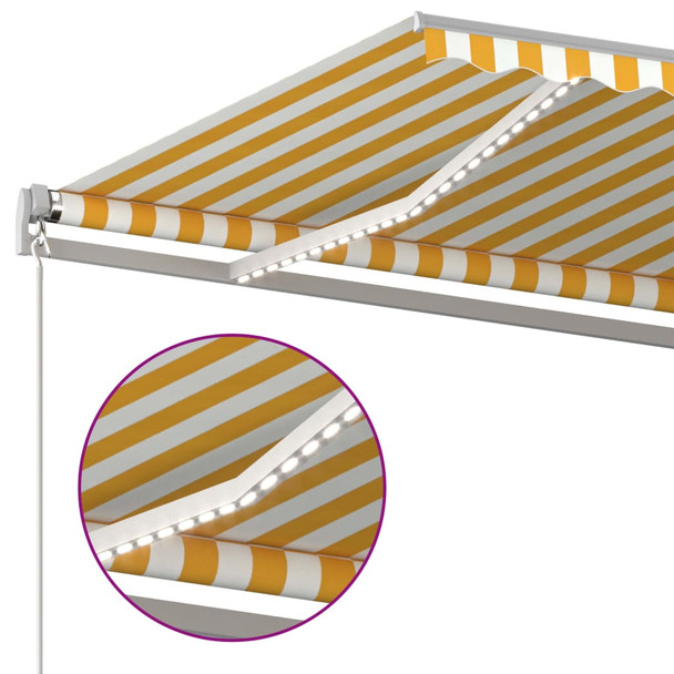Automatska tenda sa senzorom za vjetar LED 4,5x3 m žuto-bijela 3069973