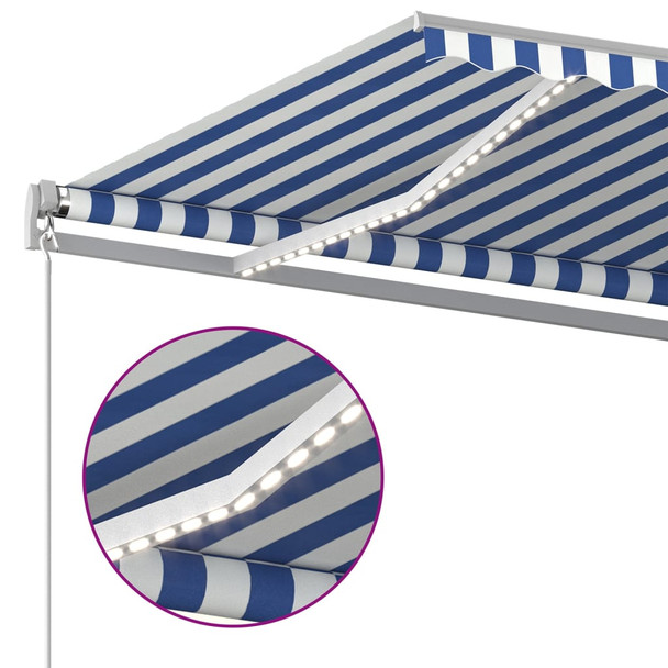 Automatska tenda sa senzorom LED 6 x 3,5 m plavo-bijela 3070091