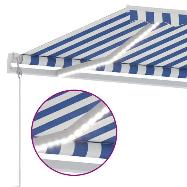 Automatska tenda sa senzorom LED 600 x 300 cm plavo-bijela 3069611