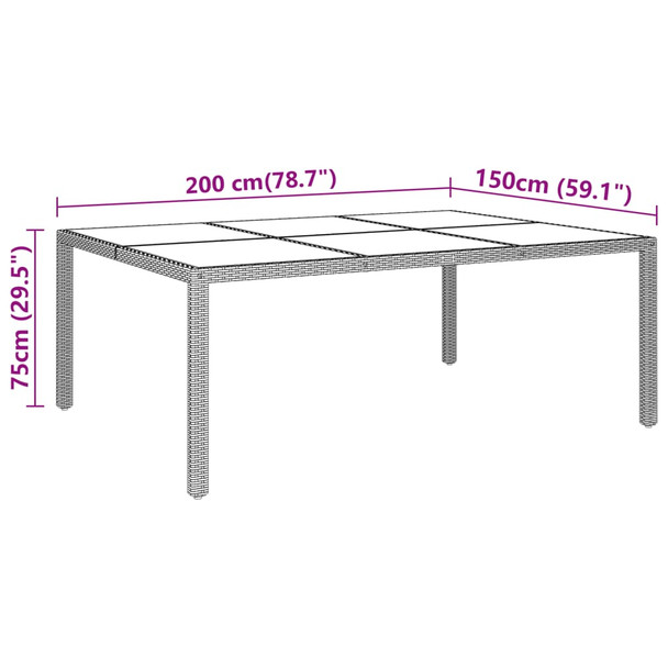 Vrtni stol 200x150x75 cm od kaljenog stakla i poliratana sivi 310587