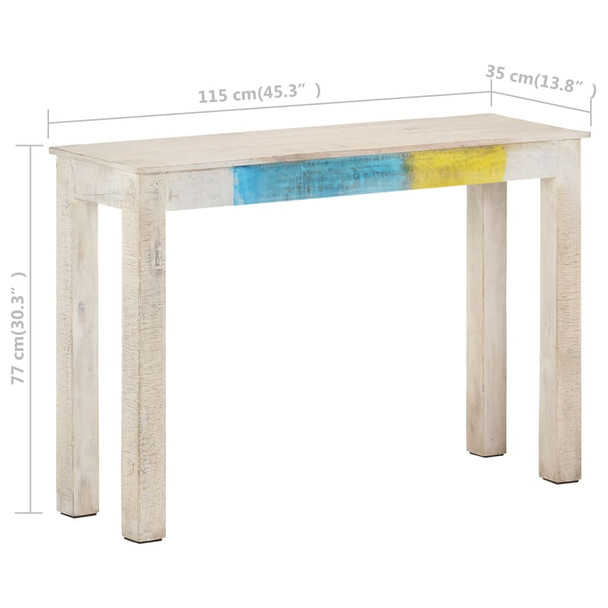 Konzolni stol bijeli 115 x 35 x 77 cm od grubog drva manga 323556