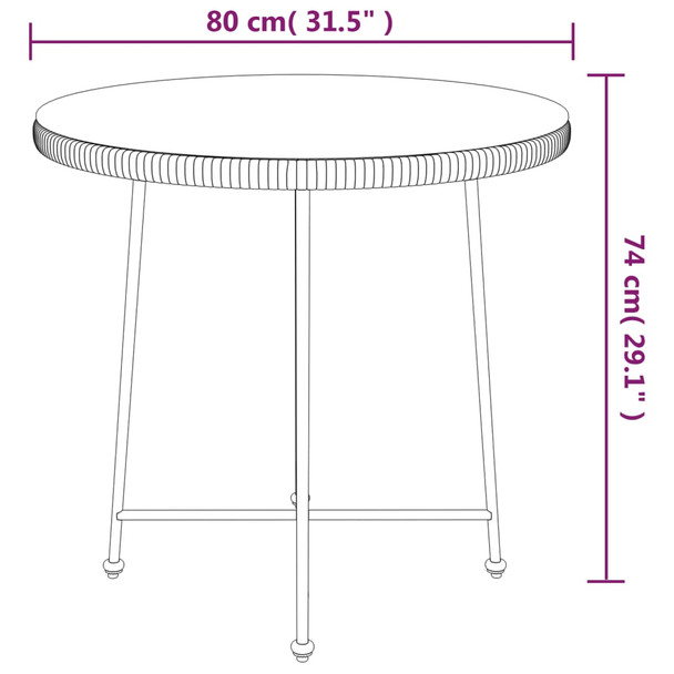 Blagovaonski stol crni Ø80 cm od kaljenog stakla i čelika 319437