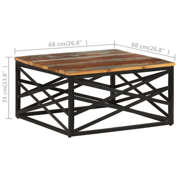 Stolić za kavu 68 x 68 x 35 cm od masivnog obnovljenog drva 330075