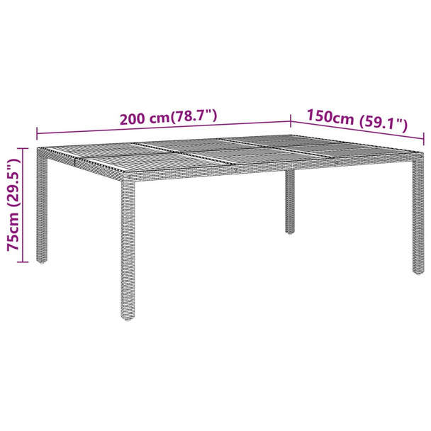 Vrtni stol 200x150x75 cm od bagremovog drva i poliratana crni 310590