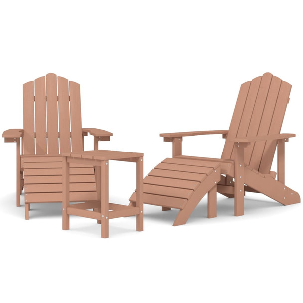 Vrtne stolice Adirondack s osloncem za noge i stolom HDPE smeđe 3095714