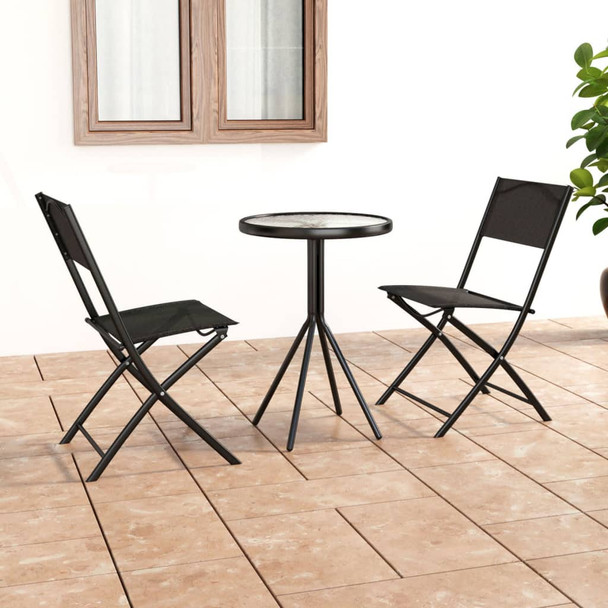 3-dijelni bistro set od čelika crni 318765