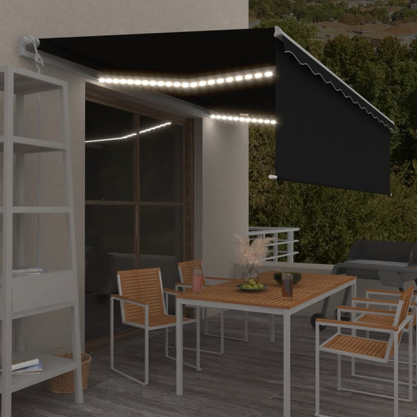 Automatska tenda s roletom i senzorom LED 5 x 3 m antracit 3069354