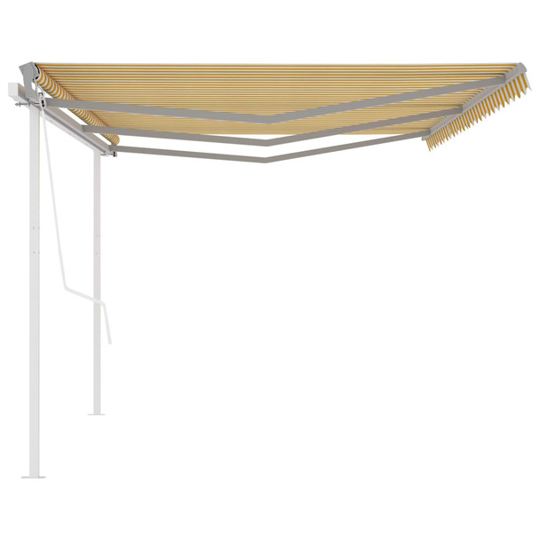 Automatska tenda na uvlačenje sa stupovima 6x3,5 m žuto-bijela 3070088