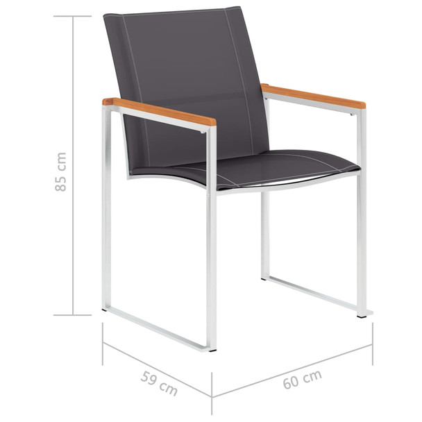 Vrtne stolice 4 kom od tekstilena i nehrđajućeg čelika sive 46496