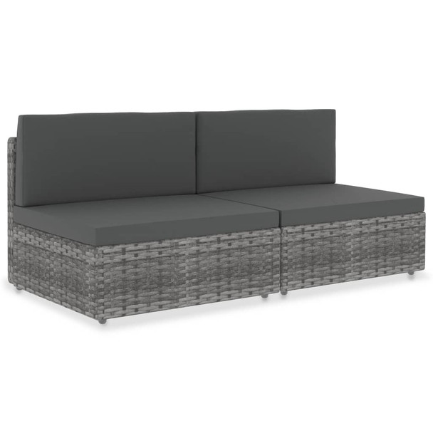 Modularni dvosjed od poliratana sivi 49523