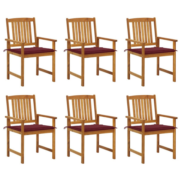 Vrtne stolice s jastucima 6 kom od masivnog drva bagrema 3078160