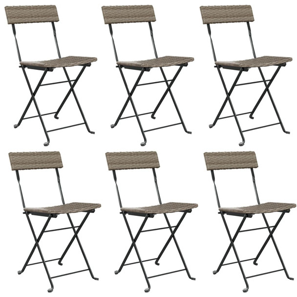 Sklopive bistro stolice 6 kom sive od poliratana i čelika 3152119