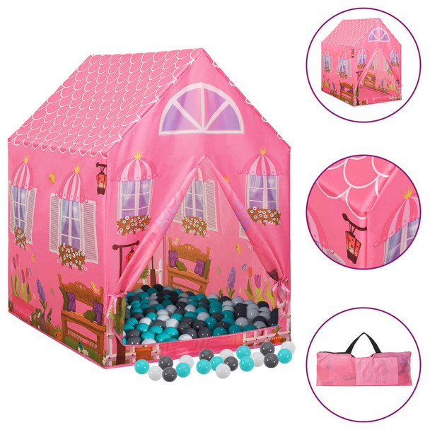 Dječji šator za igru s 250 loptica ružičasti 69 x 94 x 104 cm 3107749