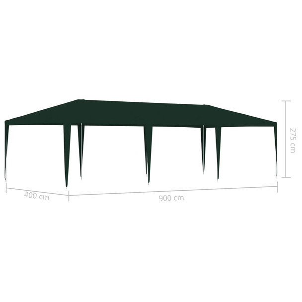 Profesionalni šator za zabave 4 x 9 m zeleni 90 g/m² 48515