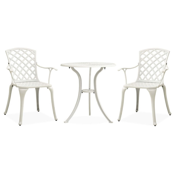 3-dijelni bistro set od lijevanog aluminija bijeli 315593