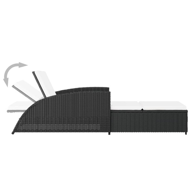 Ležaljka za sunčanje od poliratana s krem bijelim jastukom crna 317177