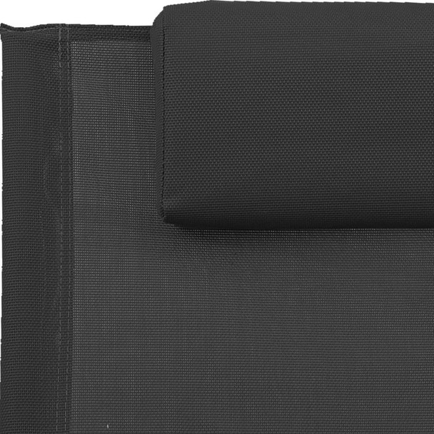 Ležaljka za sunčanje s jastukom crna od čelika i tekstilena 317583