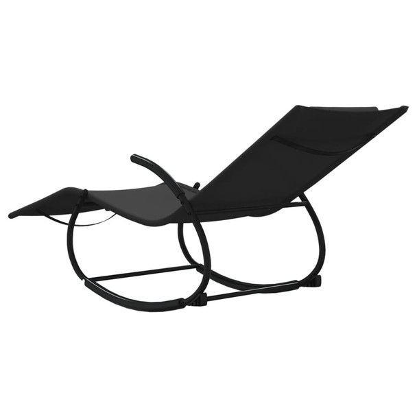 Ljuljajuća ležaljka za sunčanje od crnog čelika i tekstilena 318112