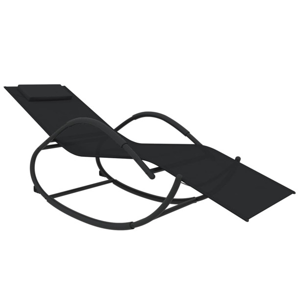 Ljuljajuća ležaljka za sunčanje od čelika i tekstilena crna 318116