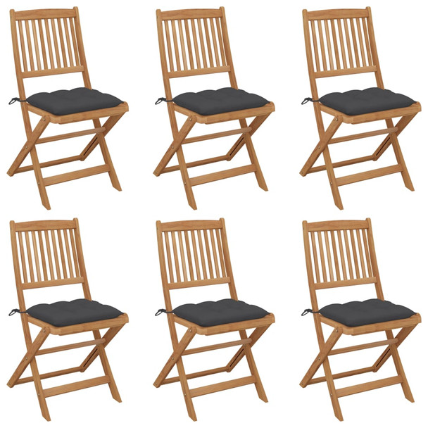 Sklopive vrtne stolice s jastucima 6 kom od bagremovog drva 3065503