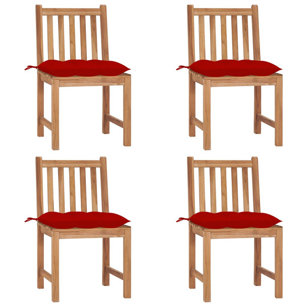 Vrtne stolice s jastucima 4 kom od masivne tikovine 3073109